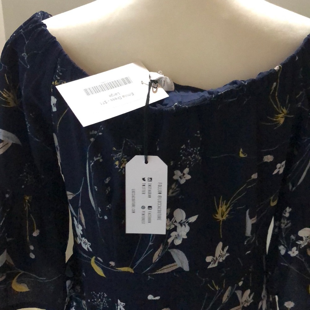 Navy Flower + Ruffle Dress - Picture 9 of 10